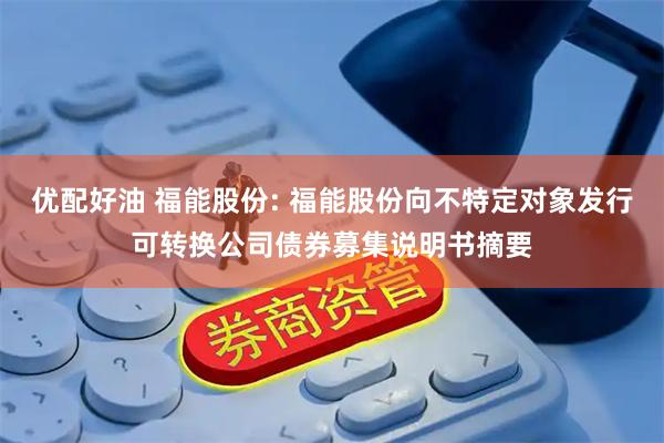 优配好油 福能股份: 福能股份向不特定对象发行可转换公司债券募集说明书摘要